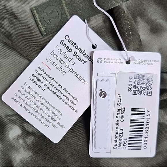 New! Lululemon Customizable Snap Scarf Diamond Dye Sage Green Olive - Picture 6 of 7
